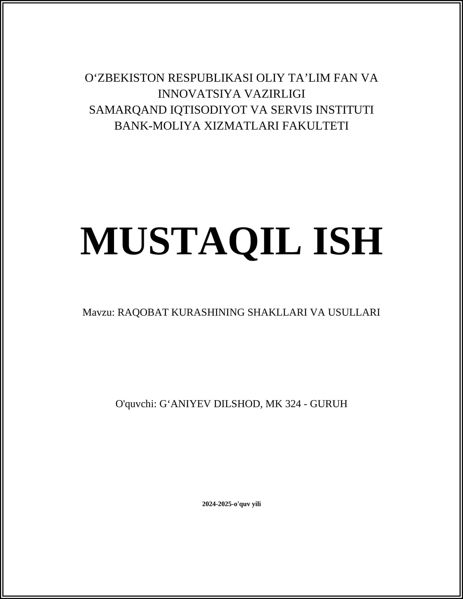 RAQOBAT KURASHINING SHAKLLARI VA USULLARI 1