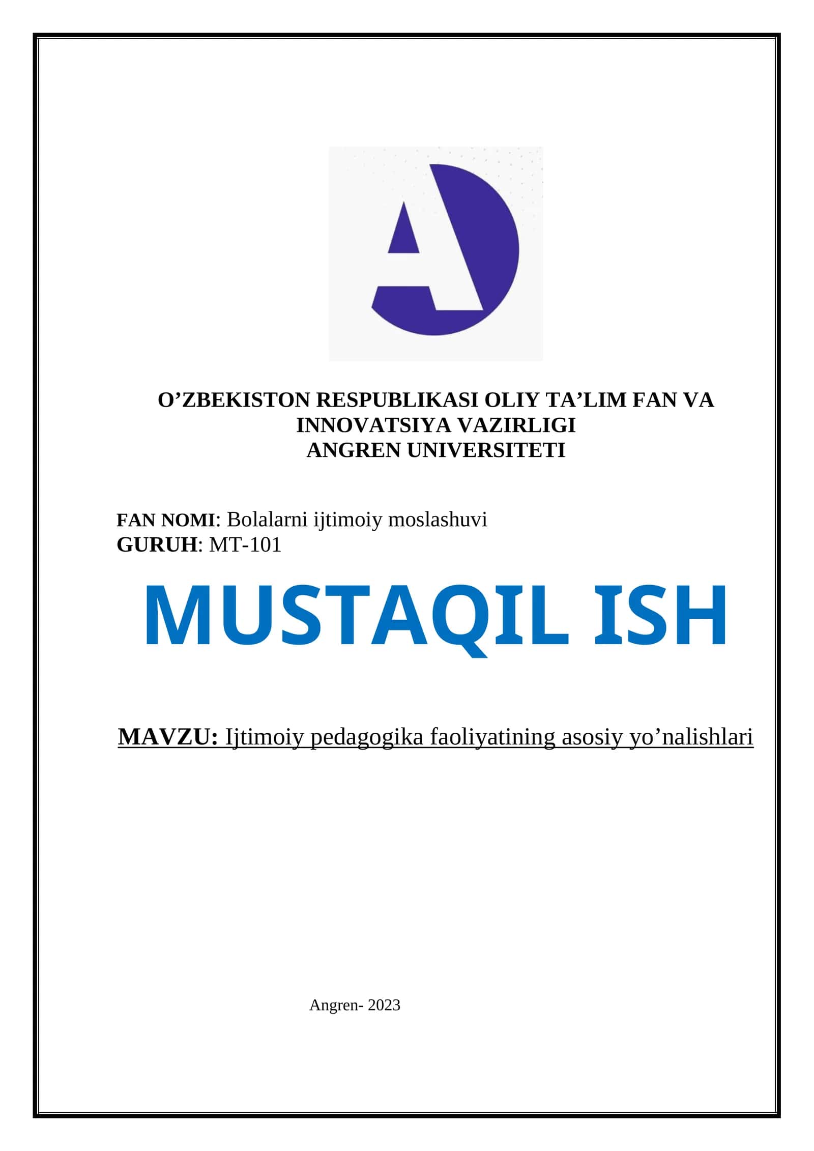 Ijtimoiy pedagogika faoliyatining asosiy yo’nalishlari 1