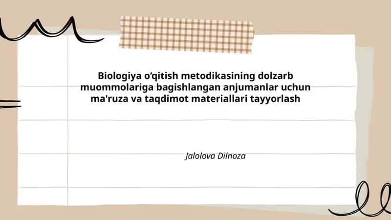 Biologiya o‘qitish metodikasi 1