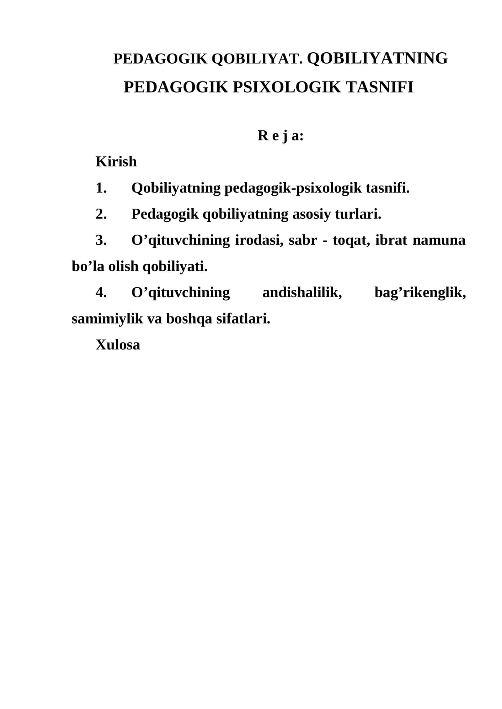 PЕDAGOGIK QOBILIYAT. QOBILIYATNING PEDAGOGIK PSIXOLOGIK TASNIFI 1
