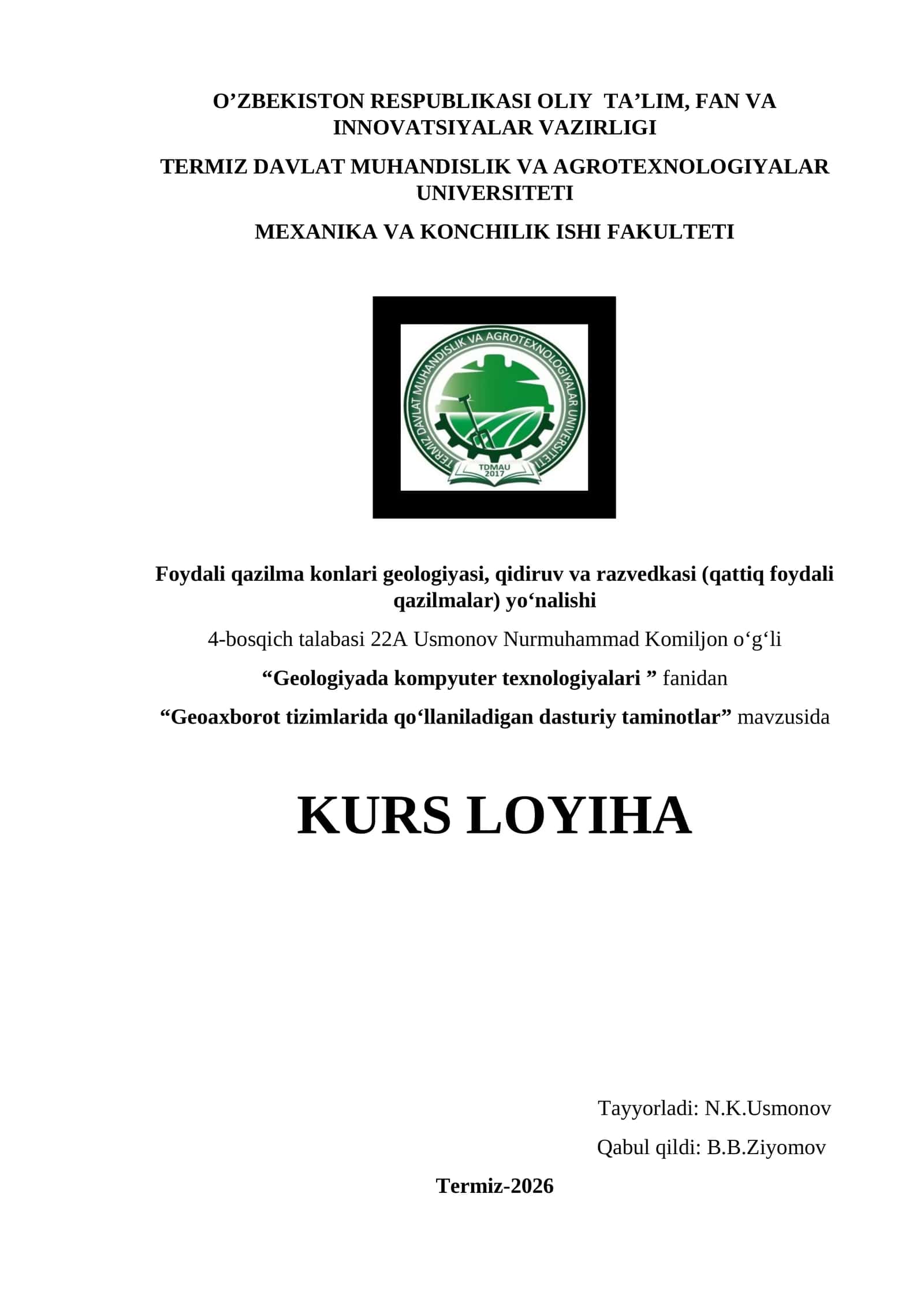 Geoaxborot tizimlarida qo’llaniladigan dasturiy taminotlar 1