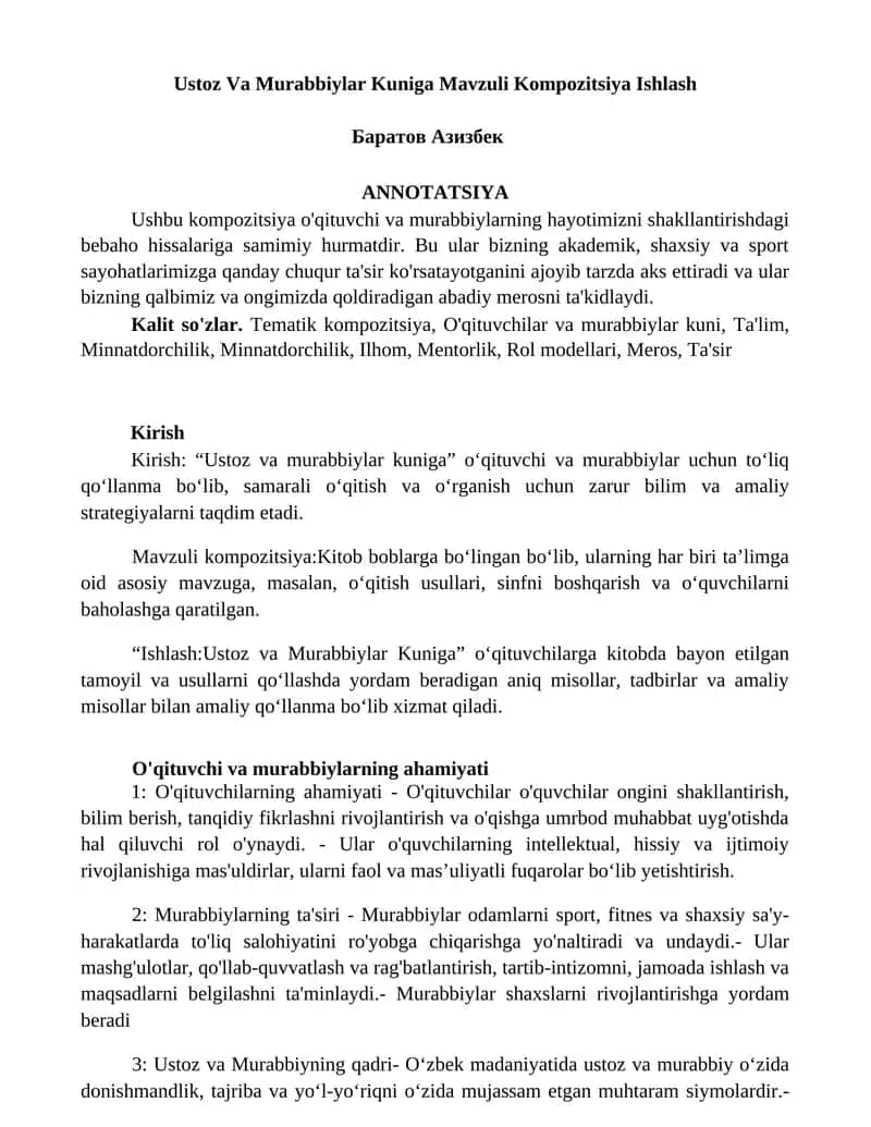 Ustoz Va Murabbiylar Kuniga Mavzuli Kompozitsiya Ishlash 1