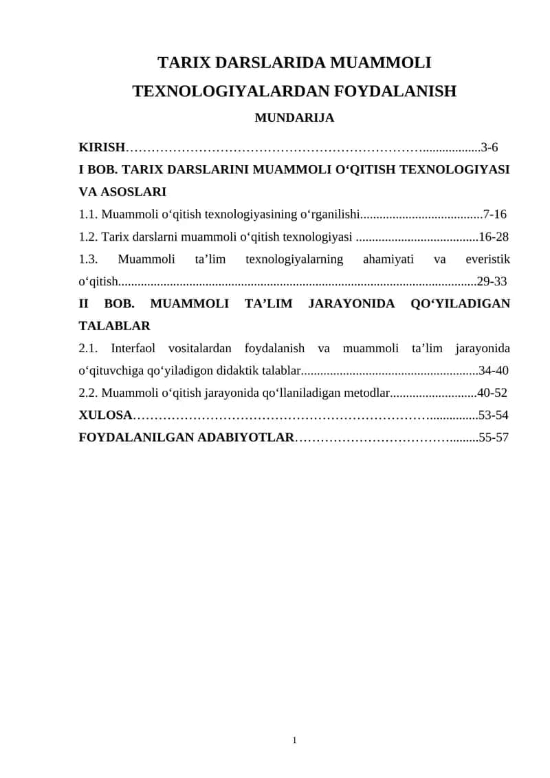 TARIX DARSLARIDA MUAMMOLI TEXNOLOGIYALARDAN FOYDALANISH 1