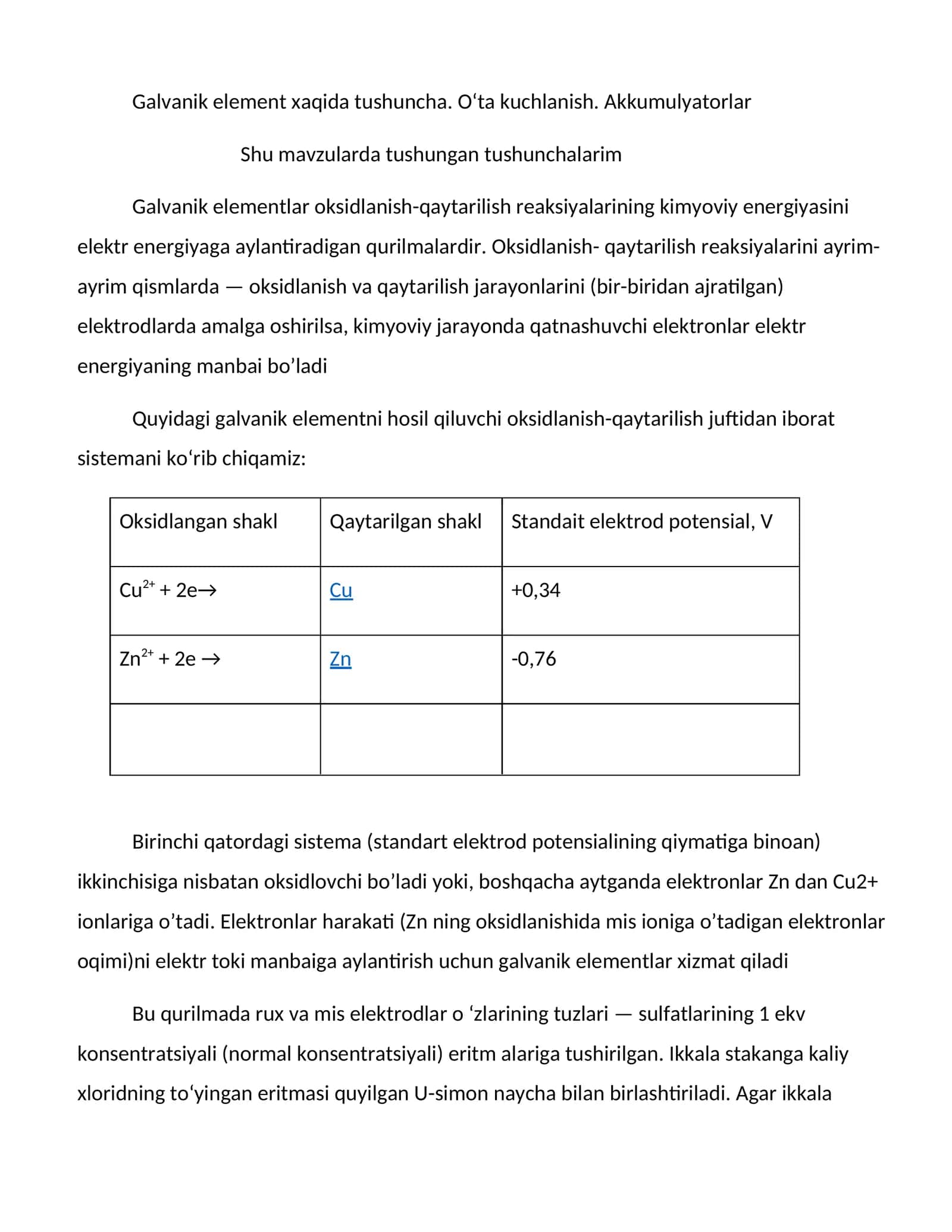 Galvanik elementlar 1
