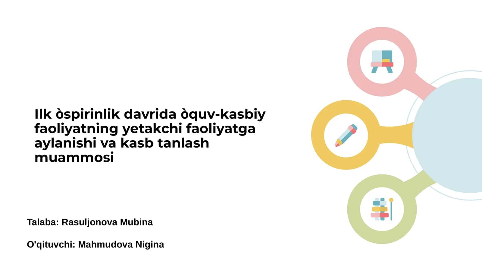 Ilk òspirinlik davrida òquv-kasbiy faoliyatning yetakchi faoliyatga aylanishi va kasb tanlash muammosi 1