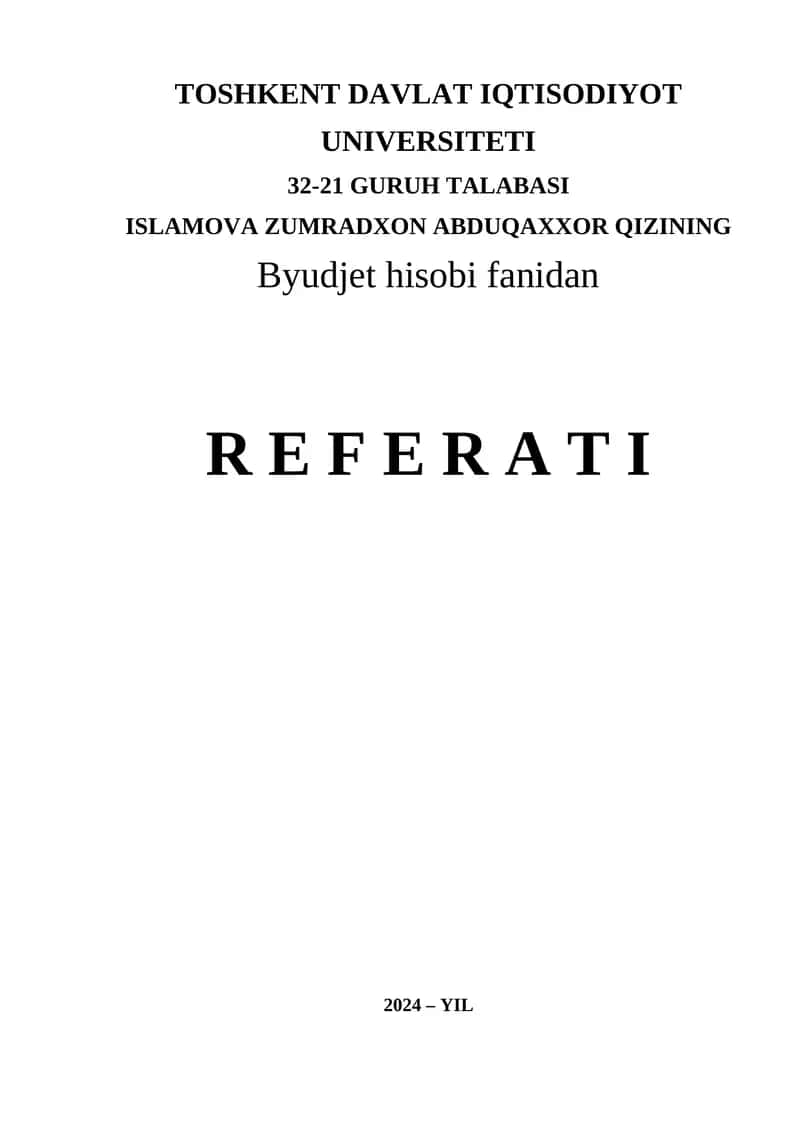 BYUDJET TASHKILOTLARIDA SMETALAR HAMDA SHTATLAR JADVALINI TUZISH, TASDIQLASH VA TAQDIM ETISH TARTIBI 1
