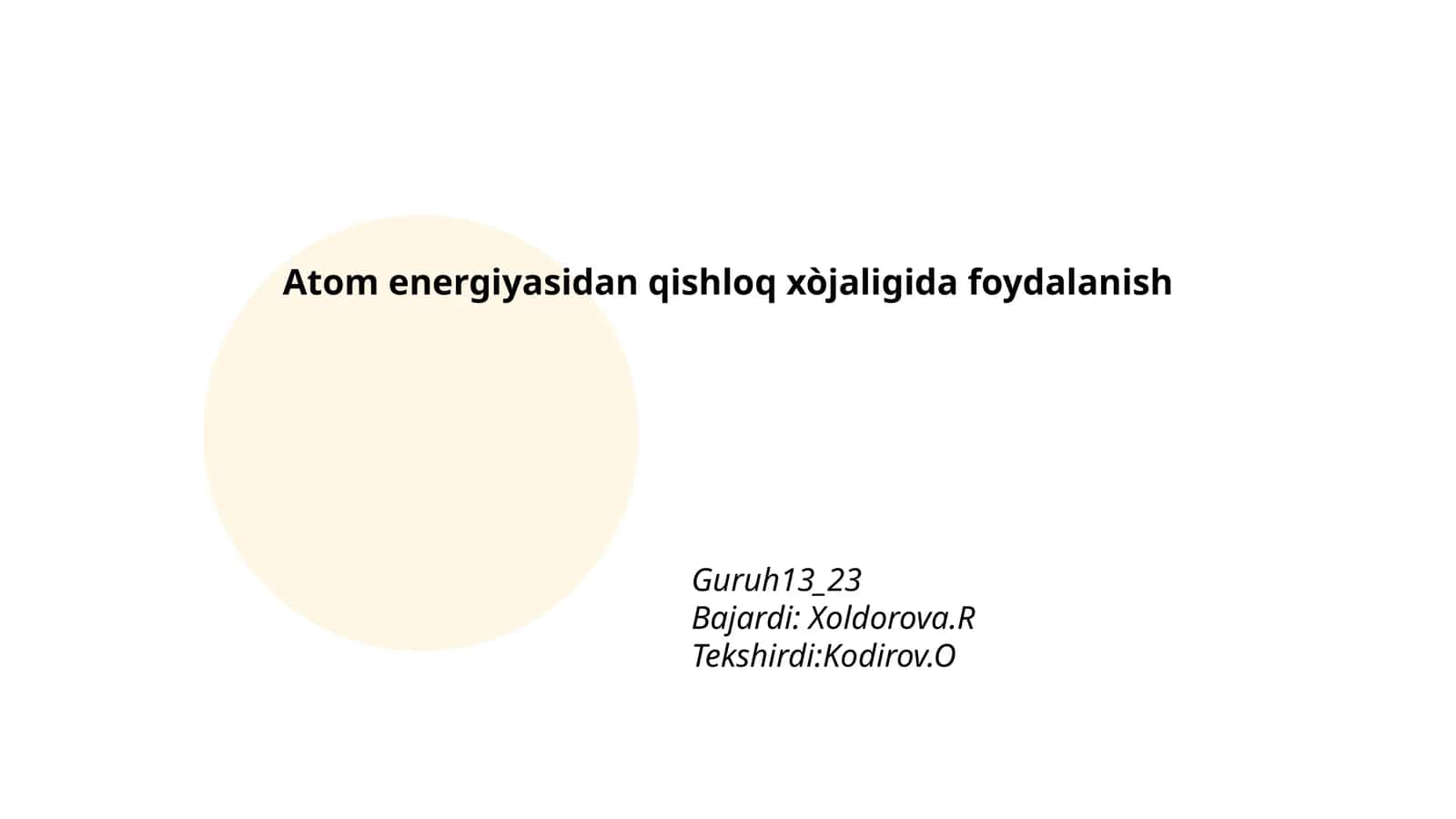 Atom energiyasidan qishloq xòjaligida foydalanish 1