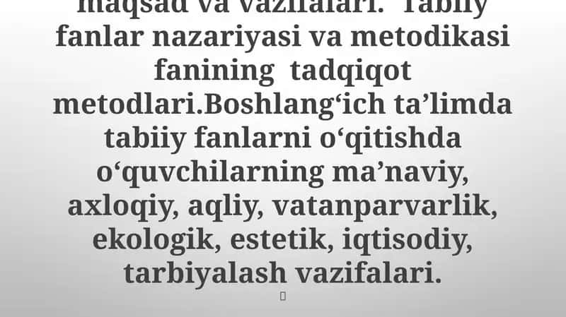 Tabiiy fanlar nazariyasi va metodikasi 1