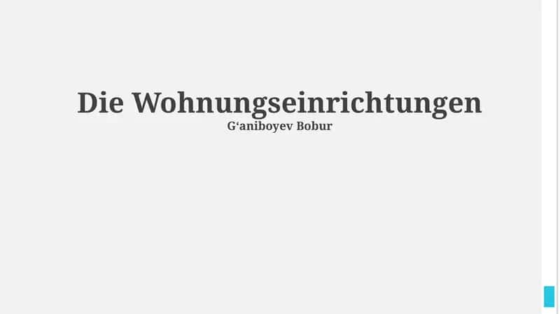 Die Wohnungseinrichtungen 1