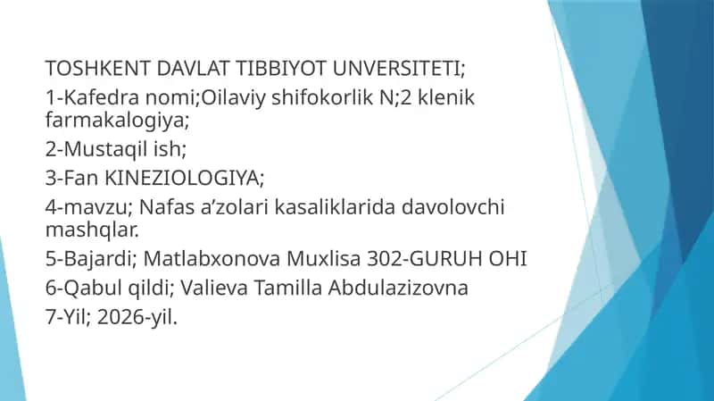 Nafas aʼzolari kasalliklarida davolovchi mashqlar 1