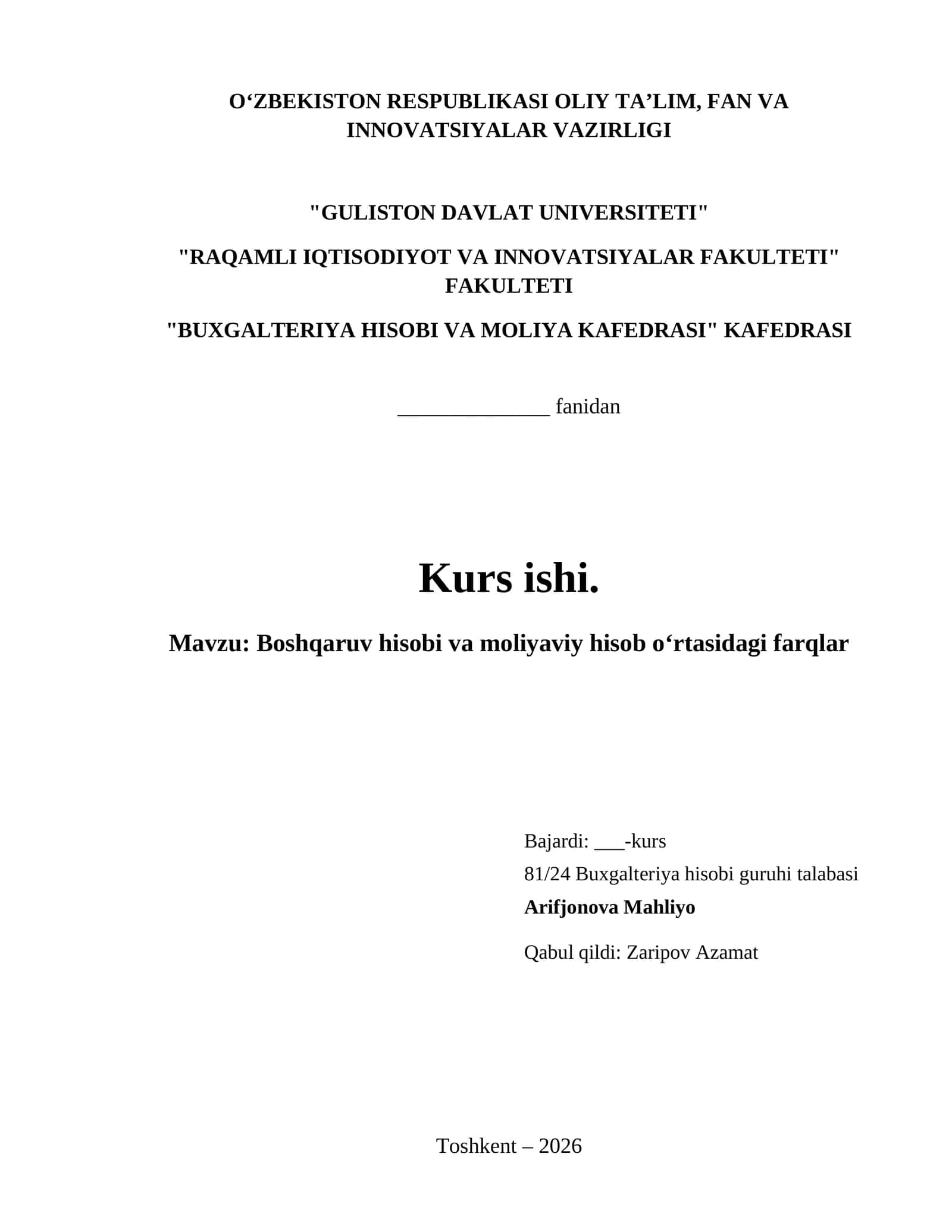 Boshqaruv hisobi va moliyaviy hisob oʻrtasidagi farqlar 1