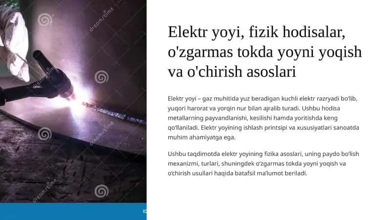 Elektr yoyi, fizik hodisalar, o'zgarmas tokda yoyni yoqish va o'chirish asoslari 1