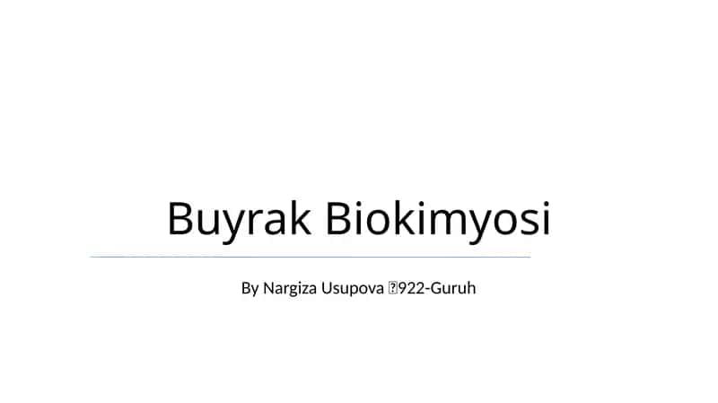 Buyrak Biokimyosi 1