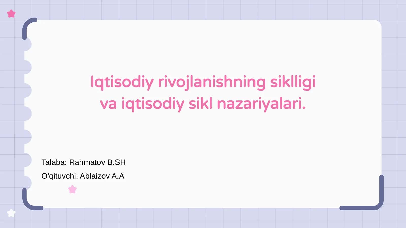 Iqtisodiy rivojlanishning siklligi va iqtisodiy sikl nazariyalari 1