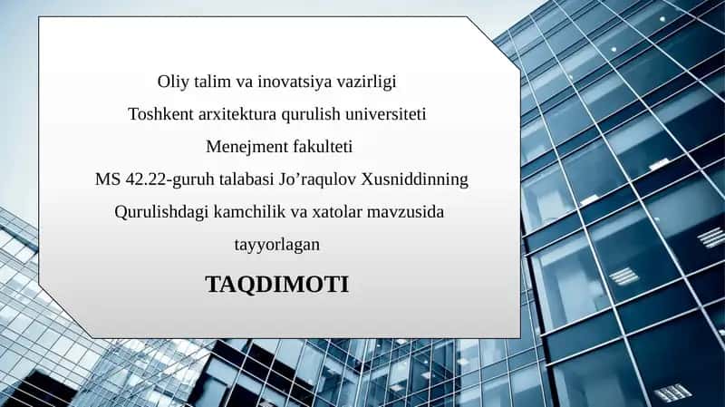 Geologik–geotexnik sharoitning yetarli o‘rganilmasligi 1