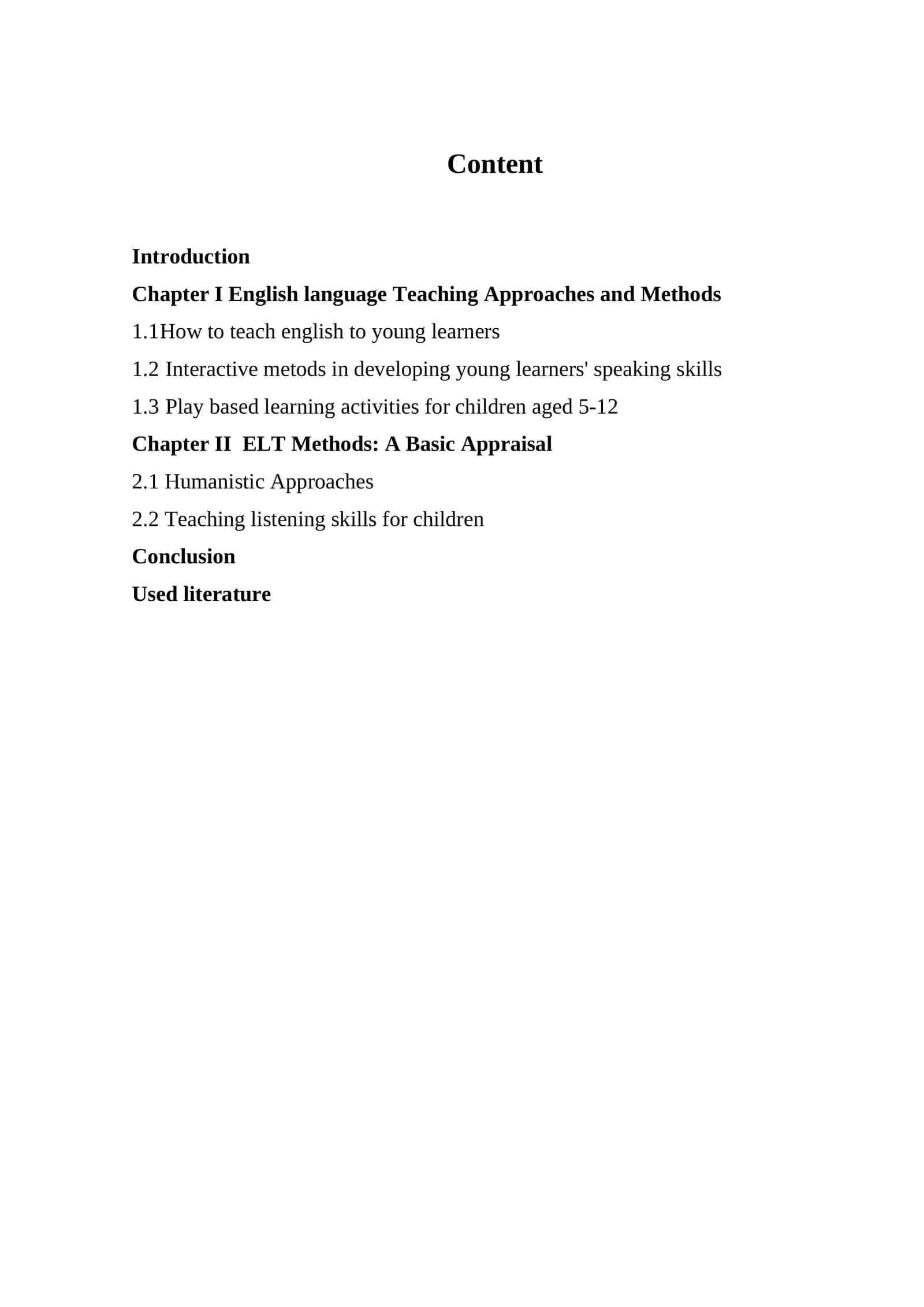 English Language Teaching Methods Course 1