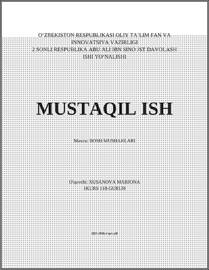 BOSH MUSHAKLARI 1