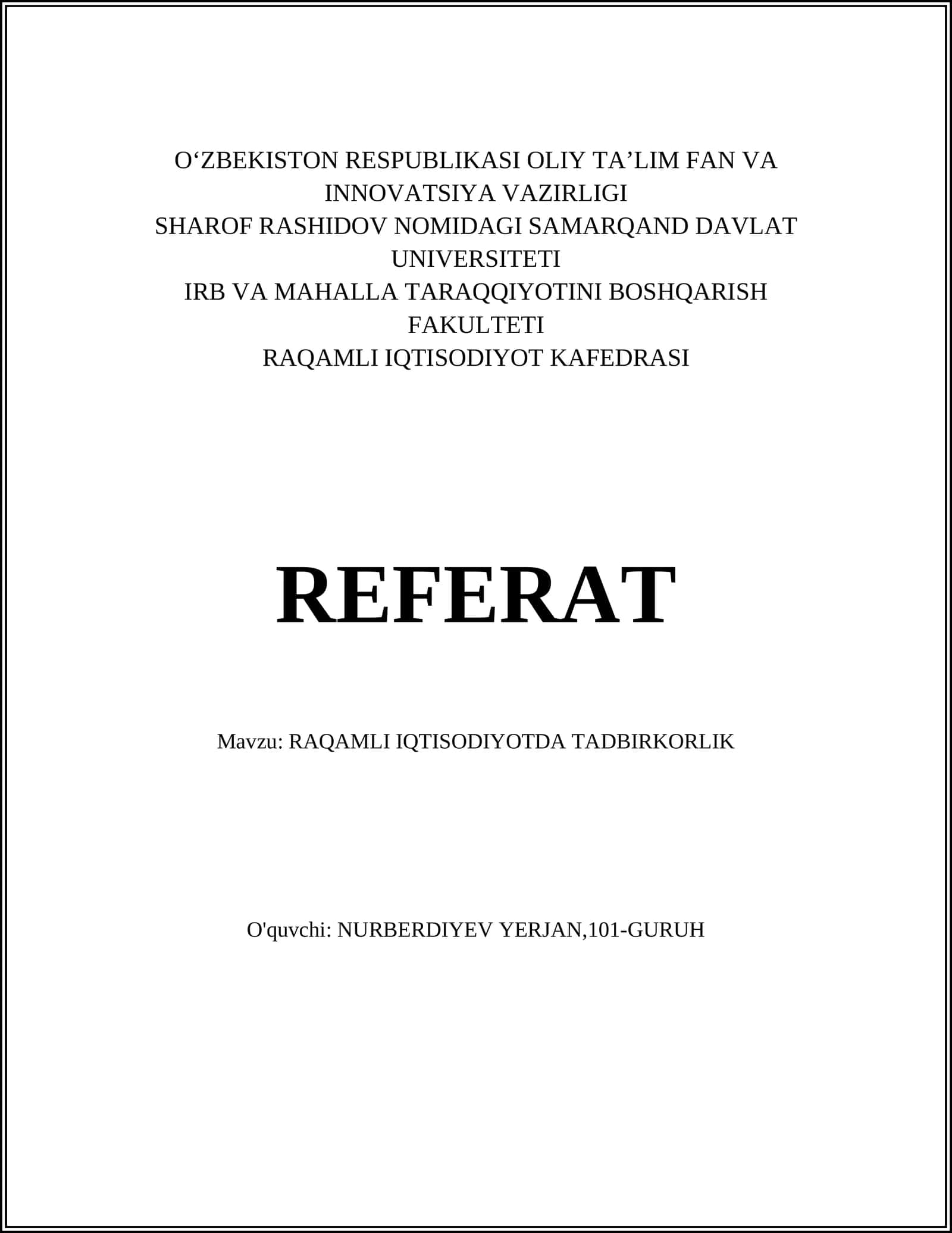 RAQAMLI IQTISODIYOTDA TADBIRKORLIK 1