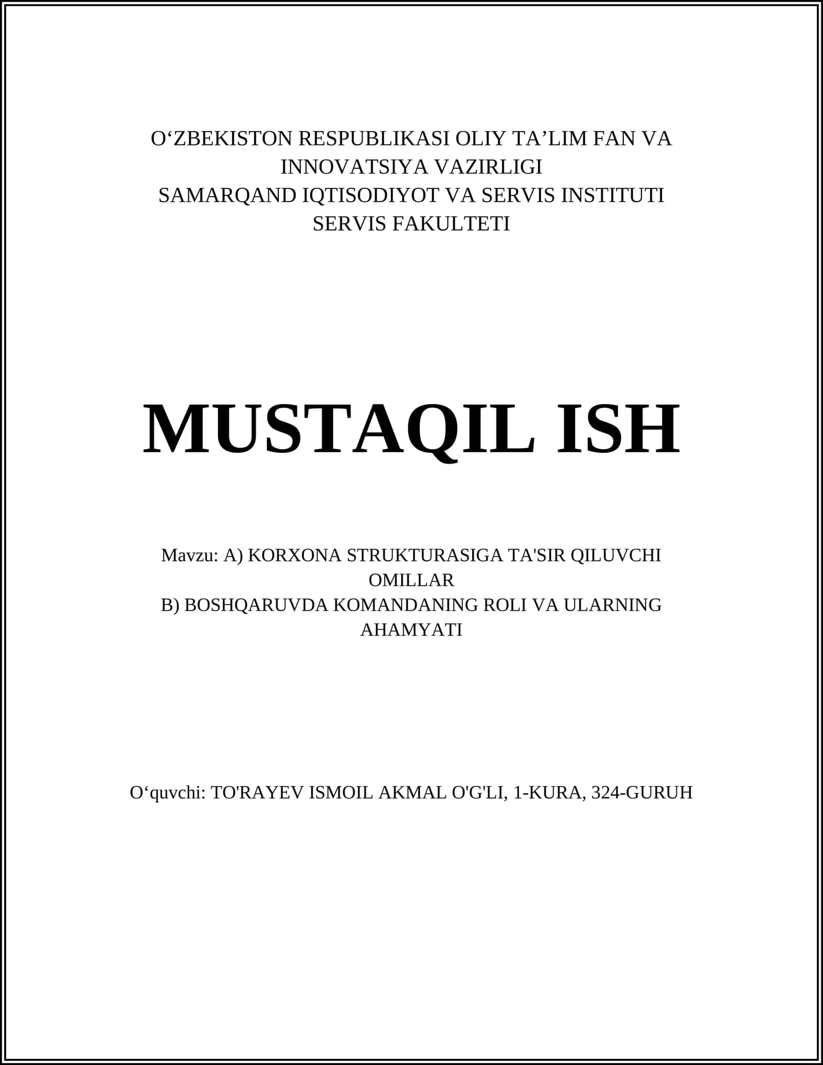 A) KORXONA STRUKTURASIGA TA'SIR QILUVCHI OMILLAR 1