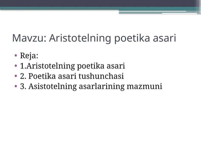 Aristotelning poetika asari 1