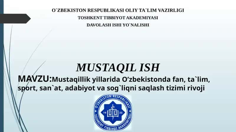 Davolash ishi yo`nalishi 1