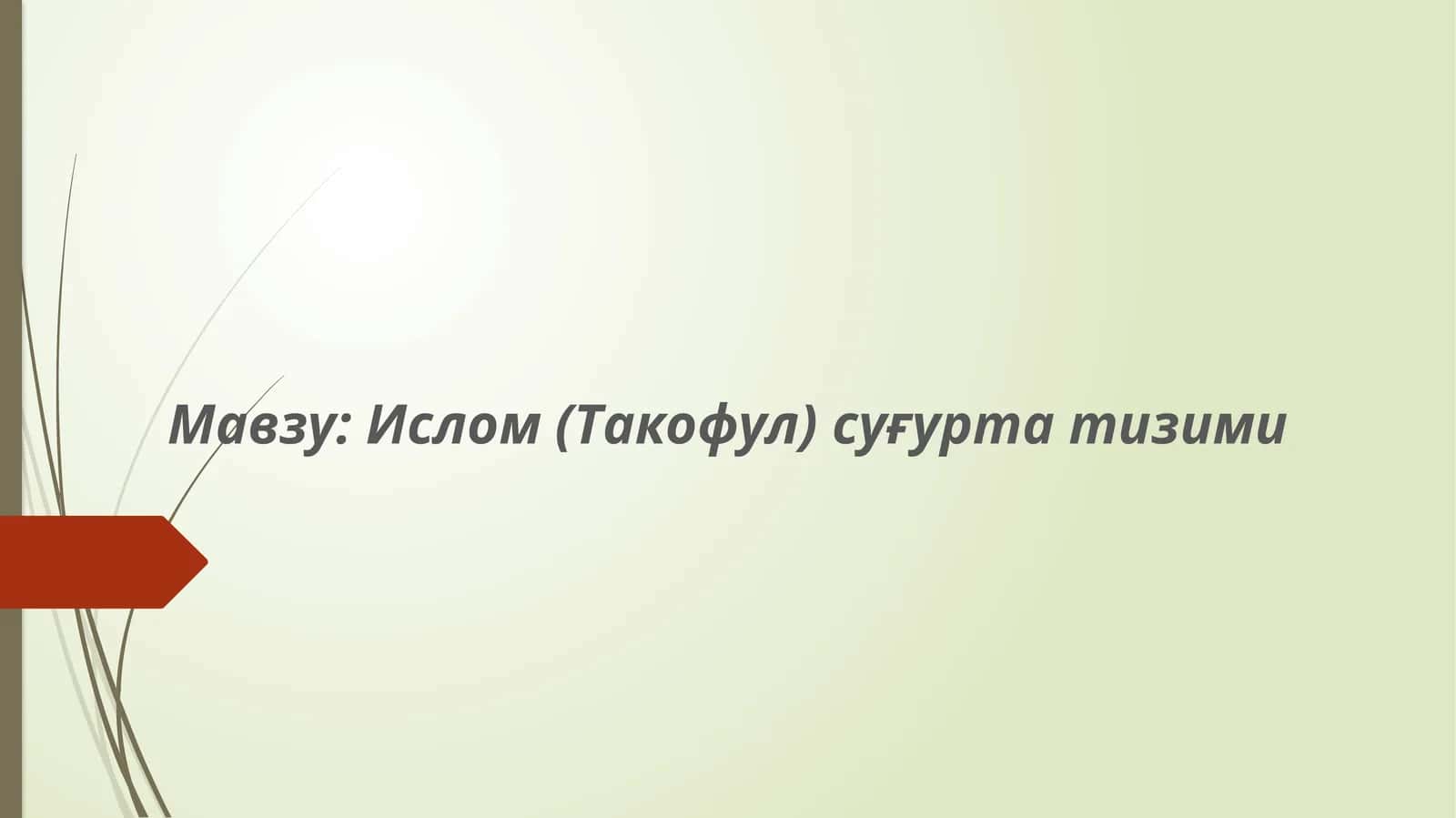 Ислом (Такофул) суғурта тизими 1