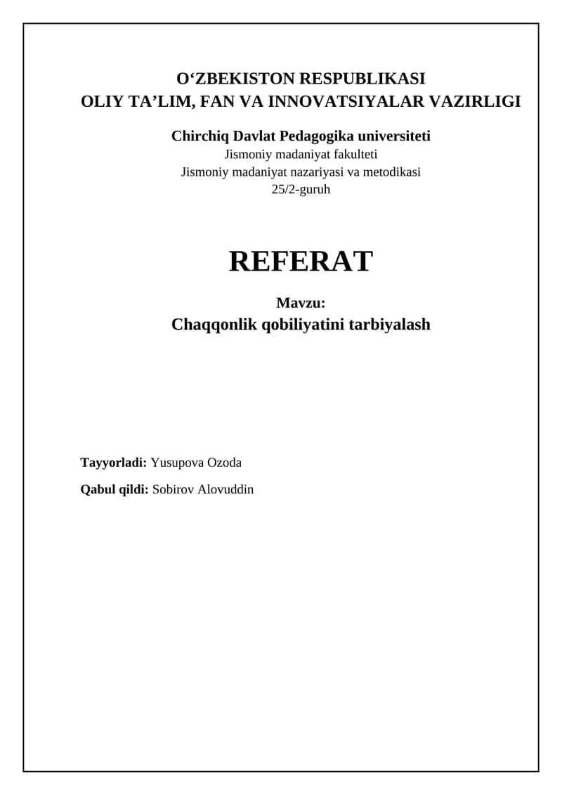 Chaqqonlik qobiliyatini tarbiyalash 1