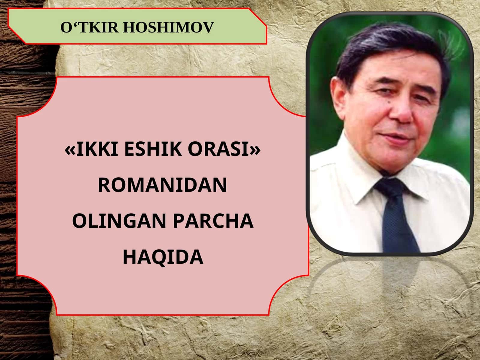 «IKKI ESHIK ORASI» ROMANIDAN OLINGAN PARCHA HAQIDA 1