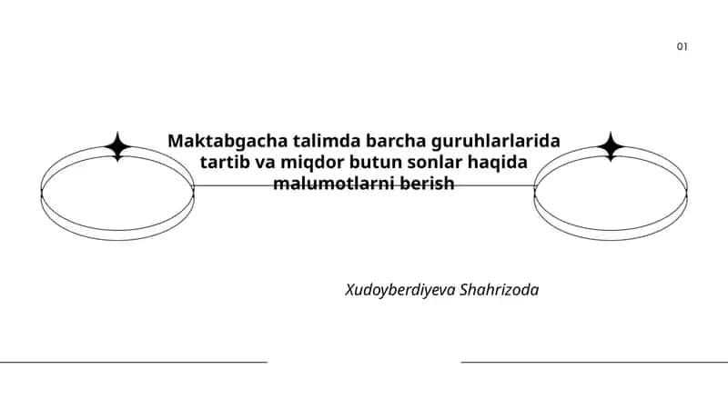 Maktabgacha talimda barcha guruhlarlarida tartib va miqdor butun sonlar haqida malumotlarni berish 1