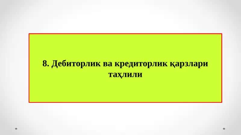 Дебиторлик ва кредиторлик қарзларитаҳлили 1