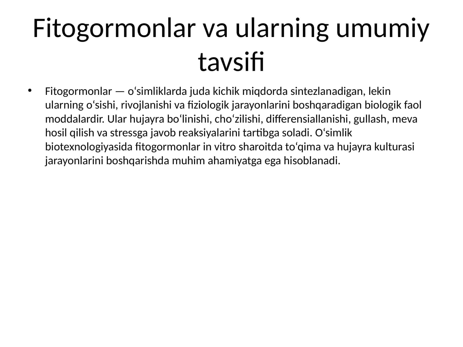 Fitogormonlar va ularning umumiy tavsifi 1