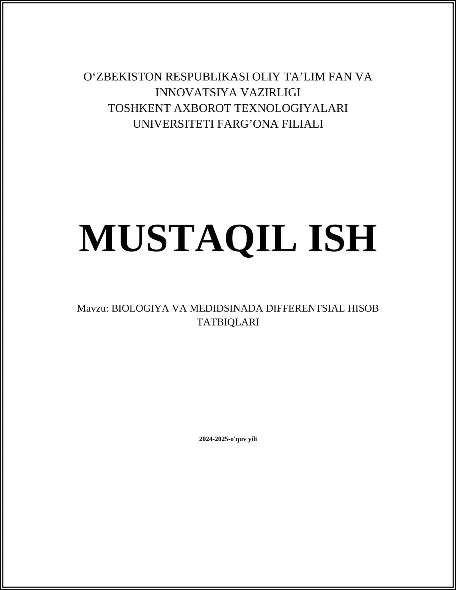 BIOLOGIYA VA MEDIDSINADA DIFFERENTSIAL HISOB TATBIQLARI 1
