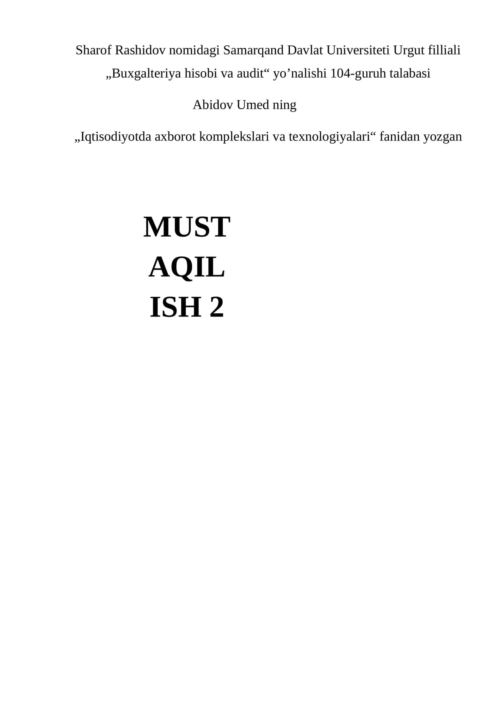 Axborot xavfsizligi va uni himoyalash 1