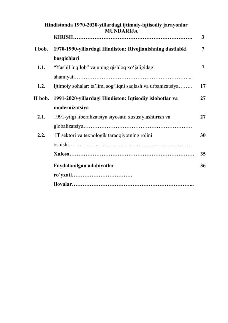 Hindistonda 1970-2020-yillardagi ijtimoiy-iqtisodiy jarayonlar 1