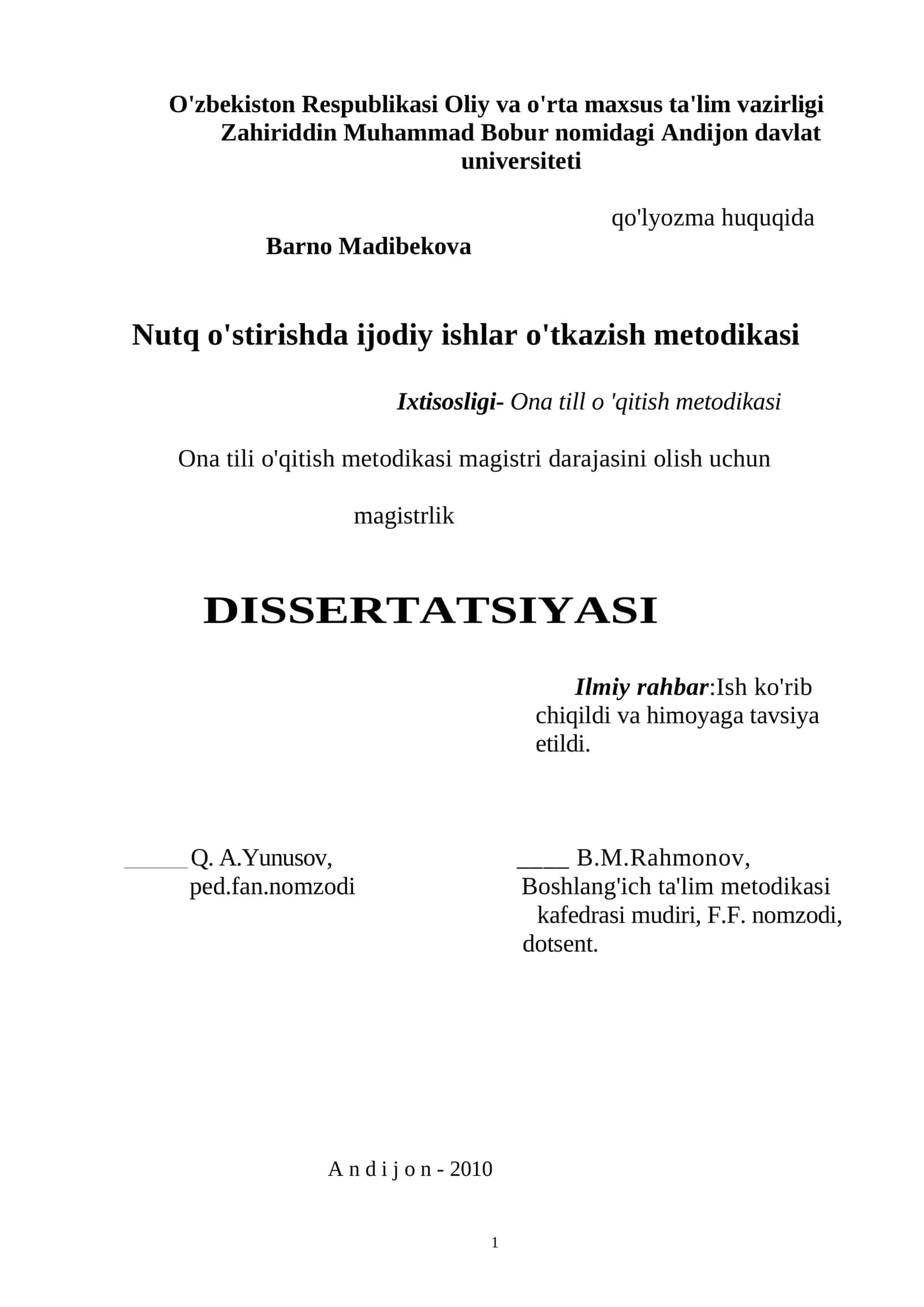 Nutq o'stirishda ijodiy ishlar o'tkazish metodikasi 1