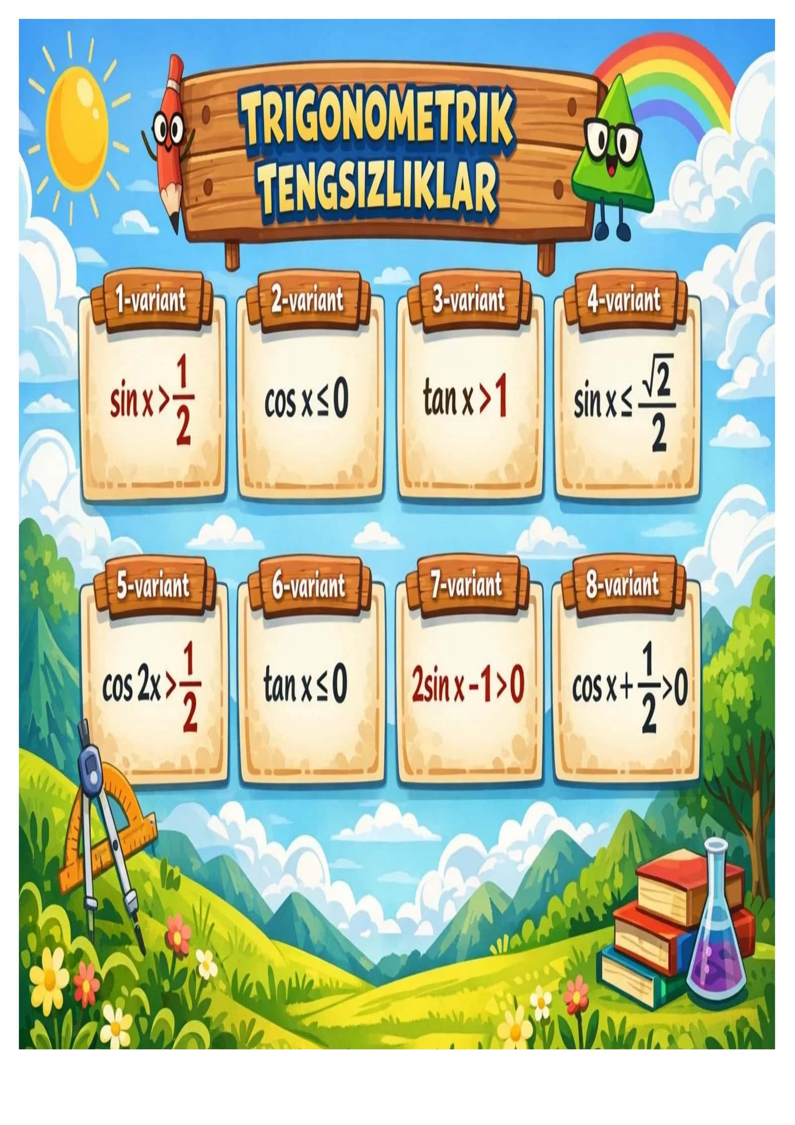 10- sinflar uchun tarqatma materiallar 1