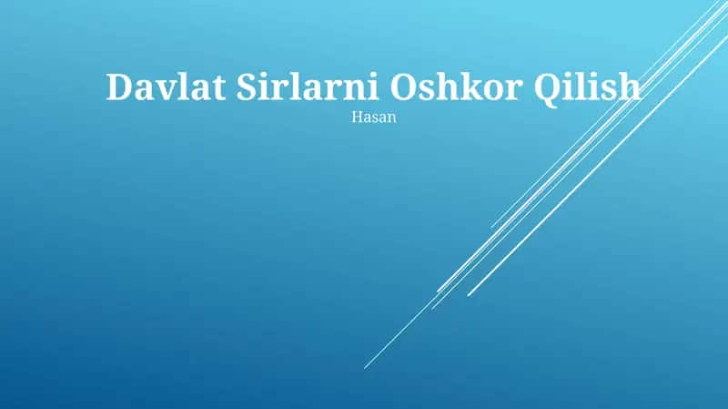 Davlat Sirlarni Oshkor Qilish 1
