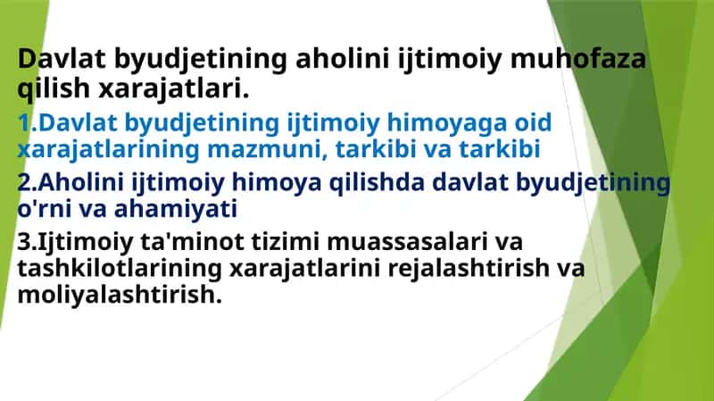 Davlat byudjetining ijtimoiy muhofaza qilish xarajatlari 1