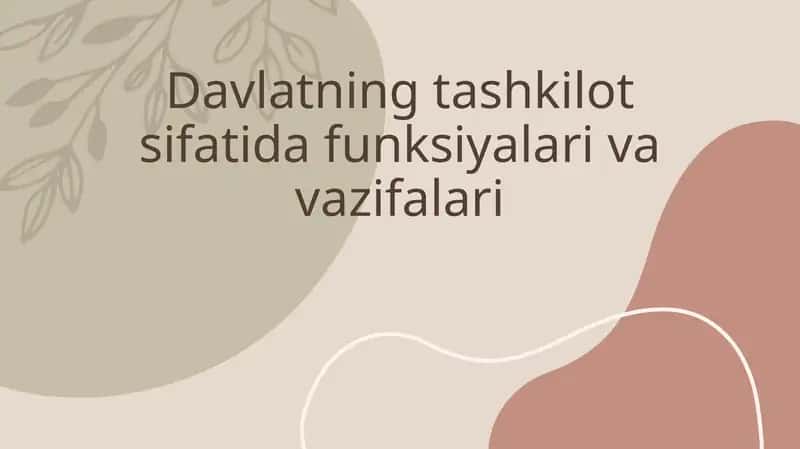 Davlatning tashkilot sifatida funksiyalari va vazifalari 1