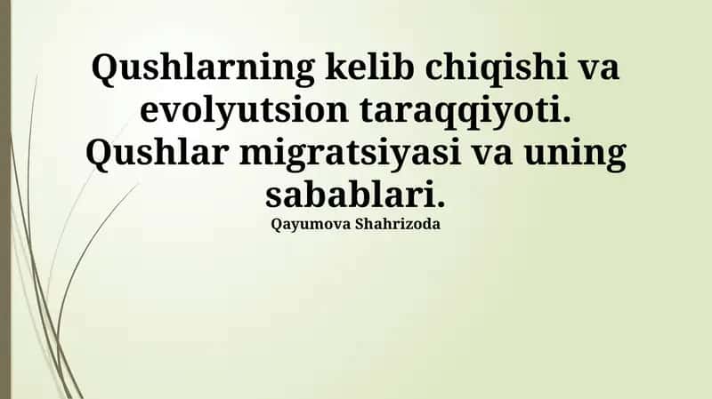 Qushlarning kelib chiqishi va evolyutsion taraqqiyoti 1