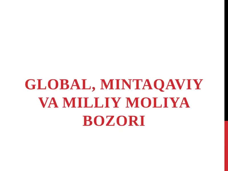 Jahon moliya bozori 1