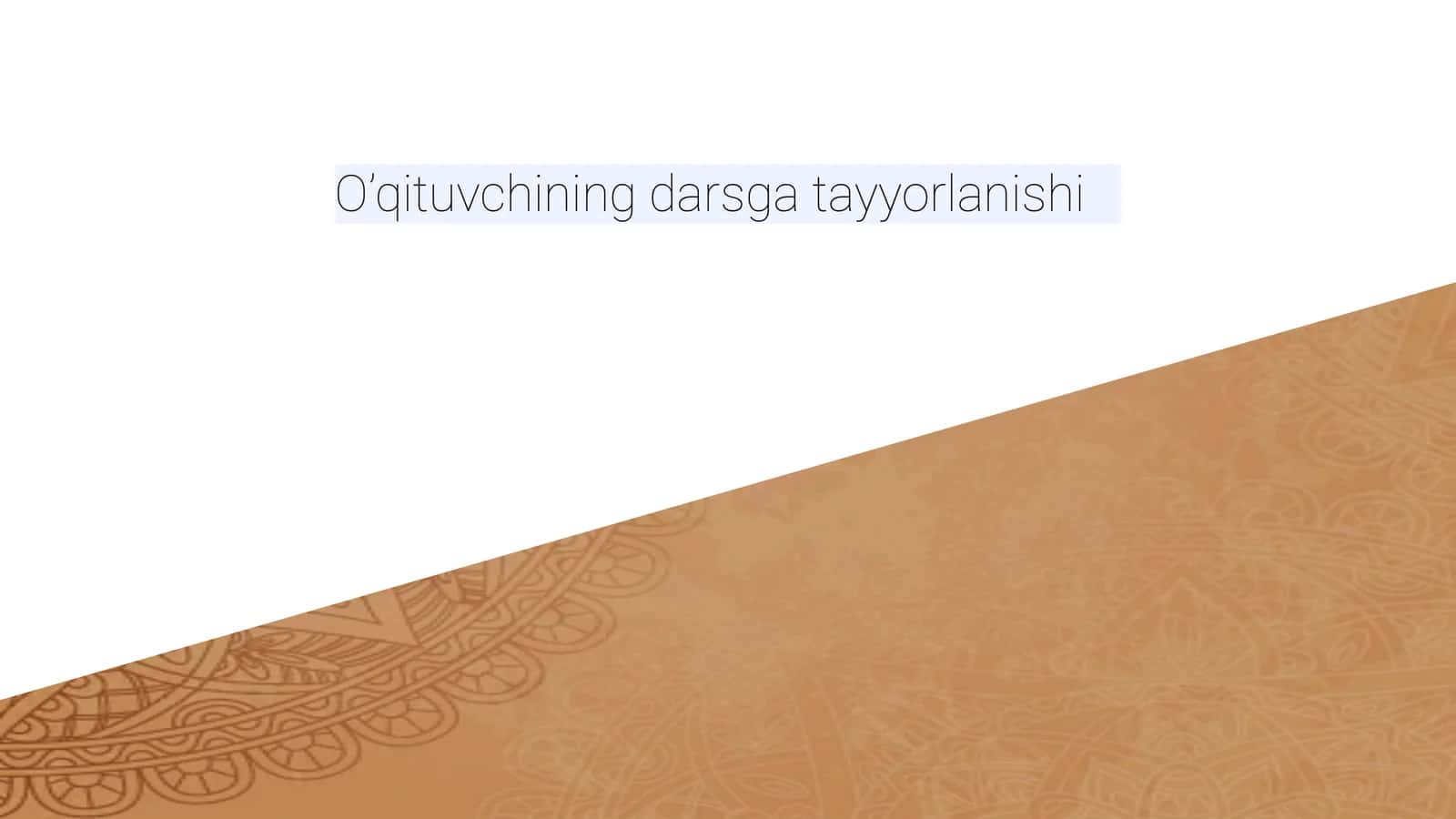 O’qituvchining darsga tayyorlanishi. pedagogika 1