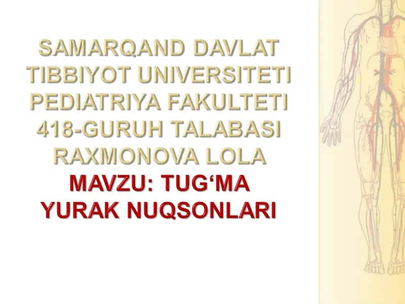 Tug‘ma yurak nuqsonlari embronal davirdagi rivojlanishdagi buzilishlar 1