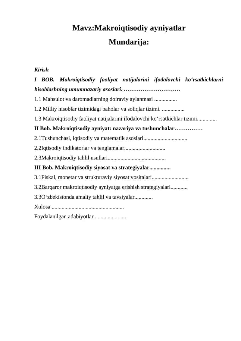 Makroiqtisodiy ayniyatlar 1