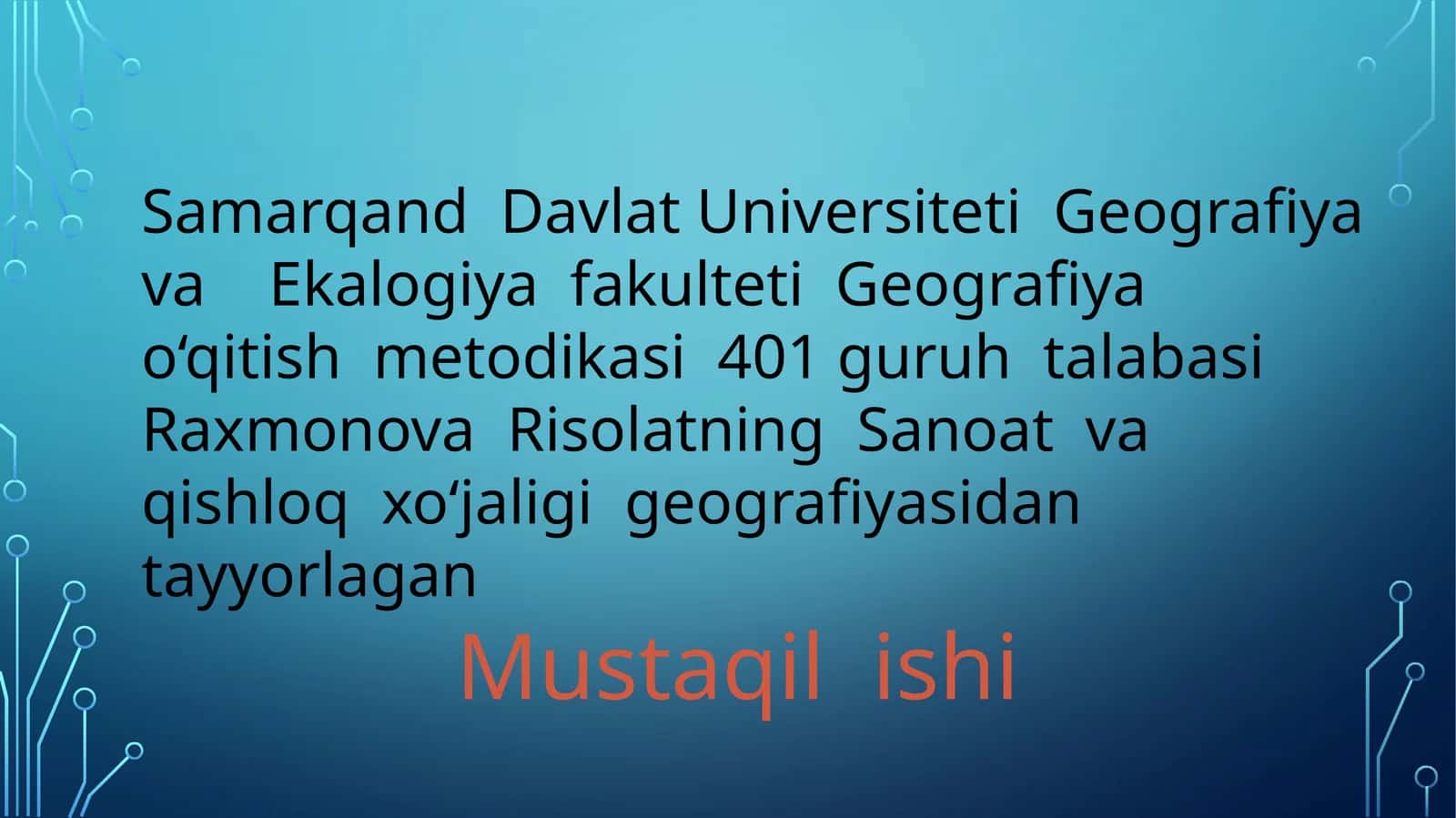SANOAT TARMOQLARI JOYLASHUVINING EKALOGIK JIHATLARI 1
