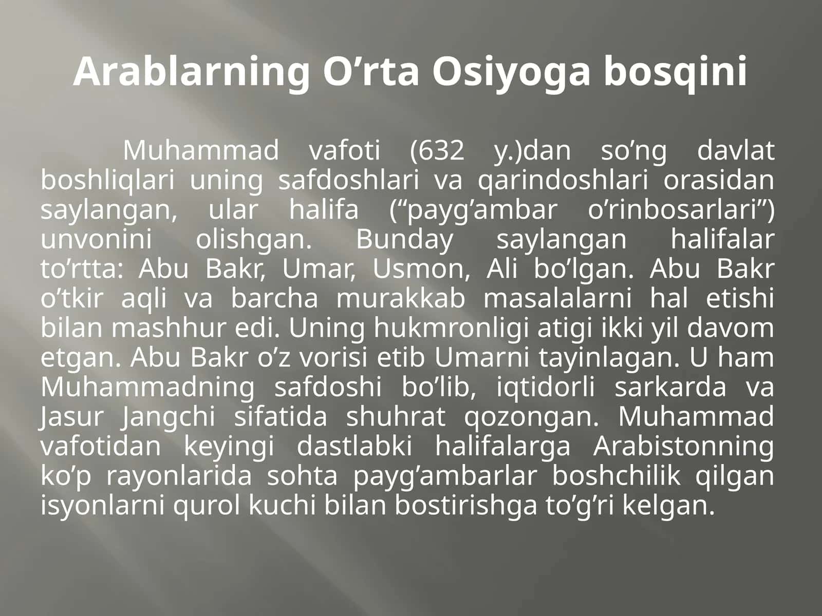 ArablarningO’rtaOsiyogabosqini 1