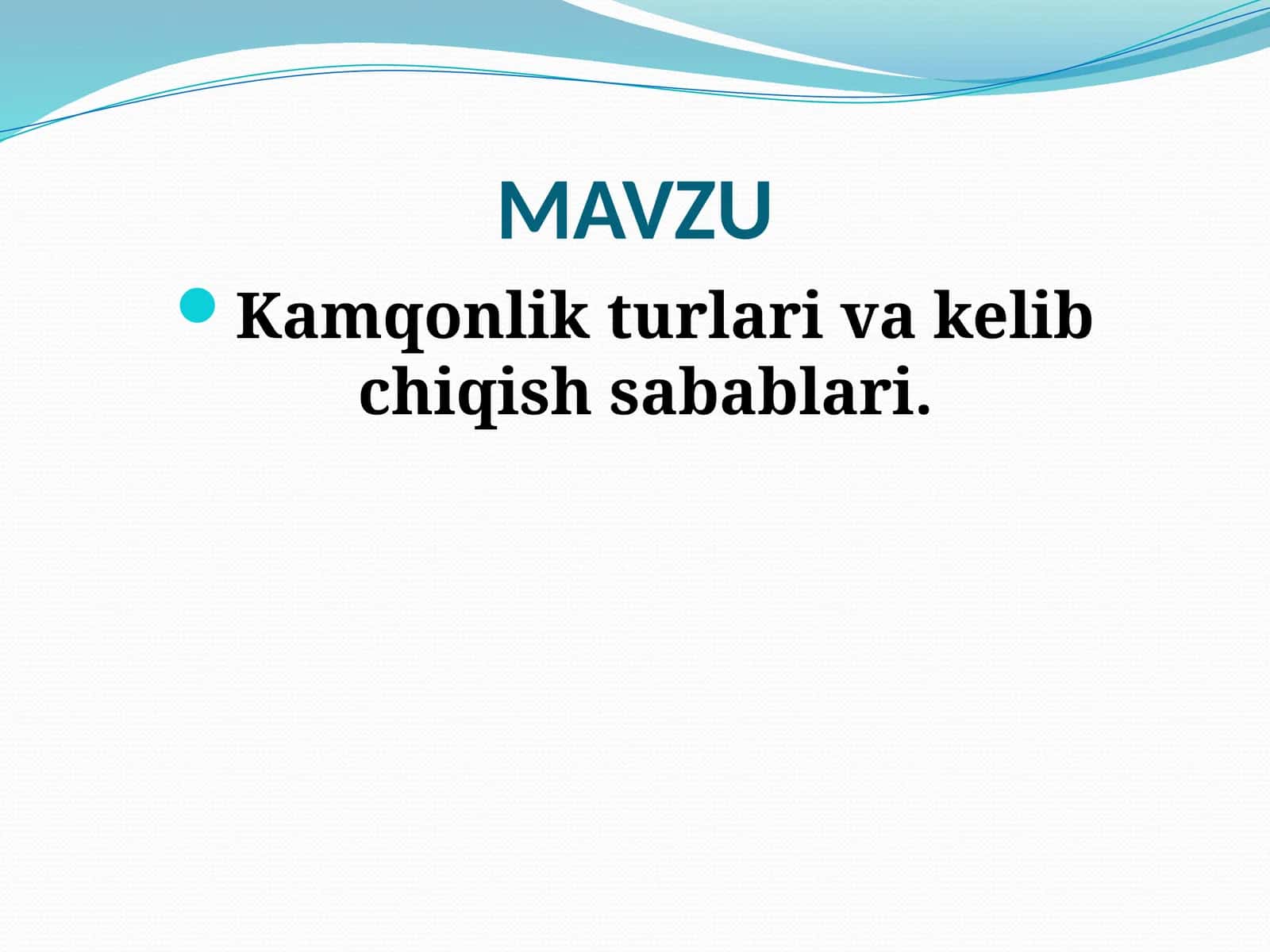 Kamqonlik (nemiya) kelib chiqishi sabablari 1