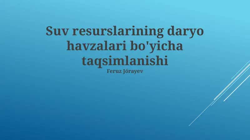 Suv Resurslarining Taqsimlanishi 1