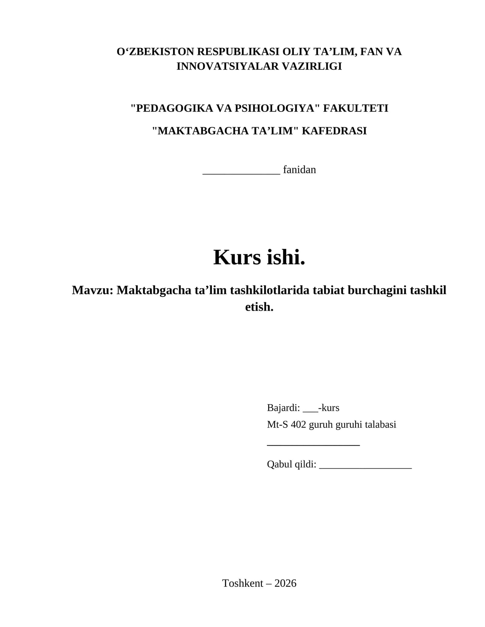 Maktabgacha ta’lim tashkilotlarida tabiat burchagini tashkil etish. 1