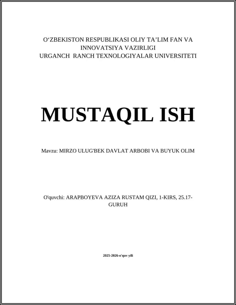 MIRZO ULUG'BEK DAVLAT ARBOBI VA BUYUK OLIM 1